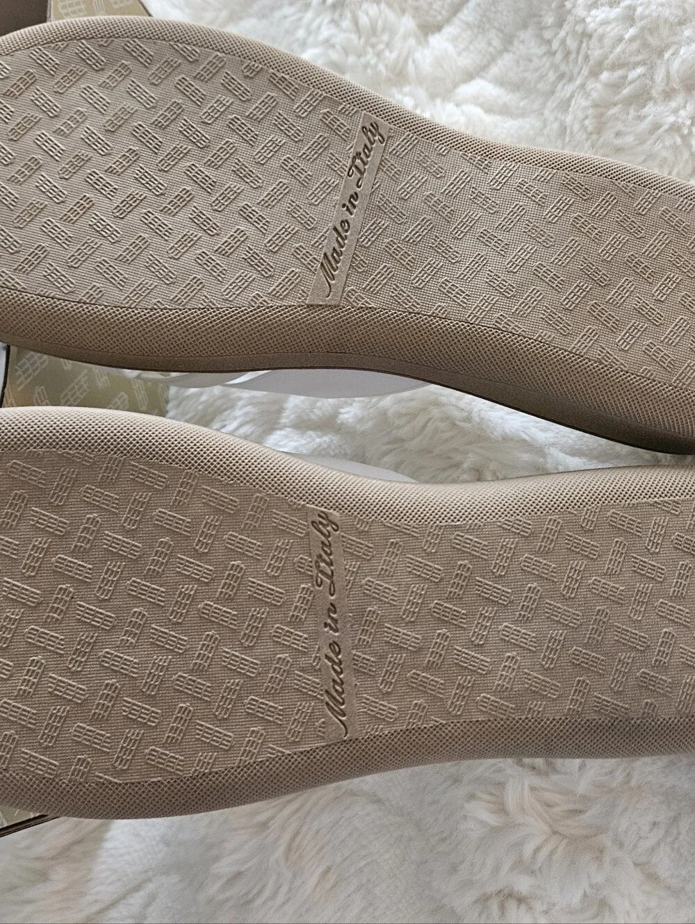 Italian Shoemakers White and Tan Crisscross Platform Sandals